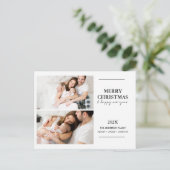 家族モダン写真2枚のクリスマスポストカード ポストカード (スタンド正面)