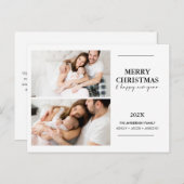 家族モダン写真2枚のクリスマスポストカード ポストカード (正面/裏面)