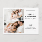 家族モダン写真2枚のクリスマスポストカード ポストカード (正面)