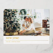 家族モダン写真 |年賀状 箔シーズンポストカード (正面)