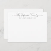 家族モダン名カップル黒筆書道 ノートカード (正面/裏面)