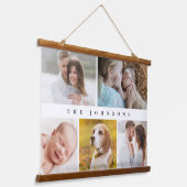 家族モダン名フォトコラージュクラシック 吊り下げ型タペストリー (傾斜あり)