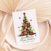 家族モダン名メリークリスマスツリーカード シーズンカード
