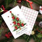 家族モダン名メリークリスマスツリーカード シーズンカード