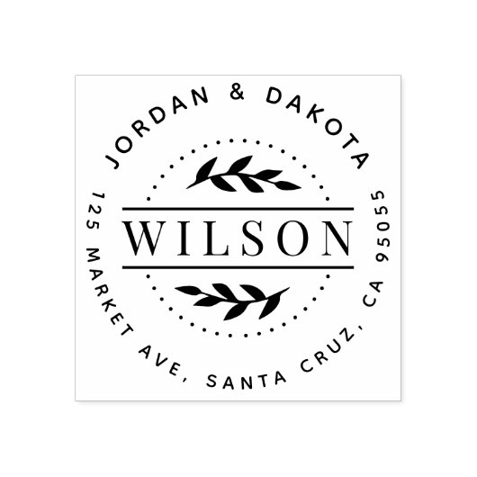 家族モダン名植物学差出人住所 ラバースタンプ (インプリント)