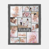 家族モダン名13写真コラージュあなたの色 フリースブランケット (正面)