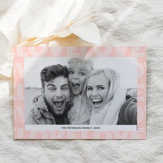 家族モダン愛はっきりしたピンク写真バレンタインデー シーズンカード