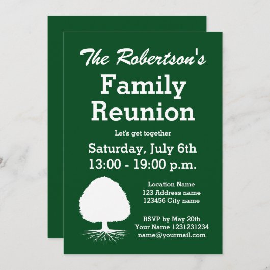 家族モダン懇親会パーティの招待状 招待状 (正面/裏面)