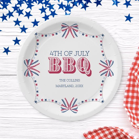 家族モダン懇親会BBQ 7月4日の夏パーティー ペーパープレート