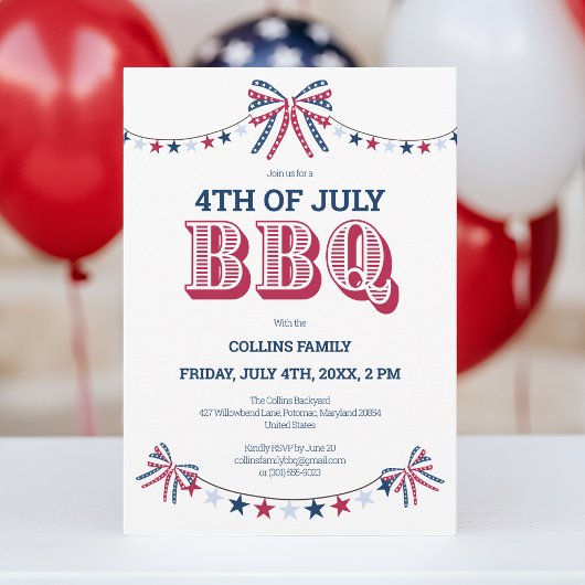 家族モダン懇親会BBQ 7月4日の夏パーティー 招待状