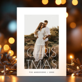 家族モダン挨拶。ミニマルなクリスマスフォト シーズンカード