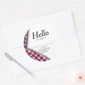 家族モダン素朴懇親会ギンガム名 ラウンドシール (封筒)