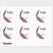 家族モダン素朴懇親会ギンガム名 ラウンドシール (シート)