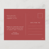 家族モダン赤と白写真クリスマス シーズンポストカード (裏面)