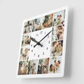 家族モダン12フォトコラージホワイトキープサケ スクエア壁時計 (傾斜)