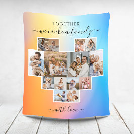 家族モダン14写真コラージュ フリースブランケット