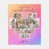 家族モダン14写真コラージュ フリースブランケット (正面)