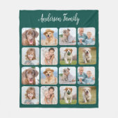 家族モダン16フォトコラージョカスタマイズンカラー フリースブランケット (正面)