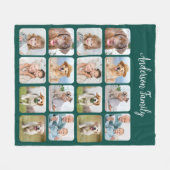 家族モダン16フォトコラージョカスタマイズンカラー フリースブランケット (正面(横))