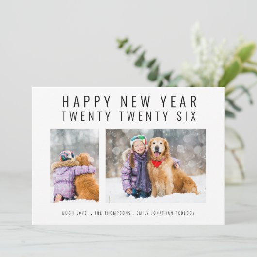 家族モダン2写真2026ハッピーニューイヤーホリデイ シーズンカード (スタンド正面)