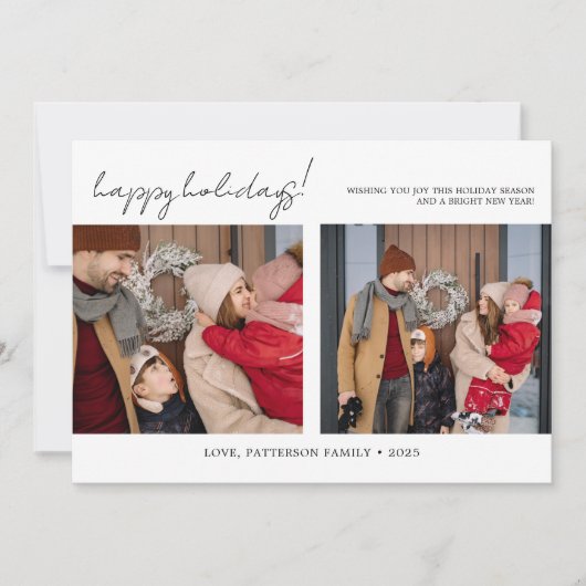 家族モダン3写真クリスマスホリデーカード シーズンカード (正面)