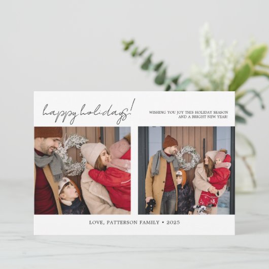 家族モダン3写真クリスマスホリデーカード シーズンカード (スタンド正面)