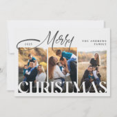 家族モダン3写真コラージクリスマス シーズンカード (正面)