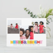 家族モダン3写真コラージュメリーと明るい シーズンカード (スタンド正面)