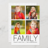 家族モダン4写真コラージュの休日の写真 シーズンカード (正面/裏面)