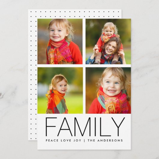 家族モダン4写真コラージュの休日の写真 シーズンカード (正面/裏面)