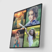 家族モダン4枚の写真集 スクエア壁時計 (傾斜)
