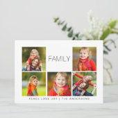家族モダン5写真コラージュの休日の写真 シーズンカード (スタンド正面)