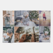 家族モダン6フォトコラージュキープサケ キッチンタオル (横)