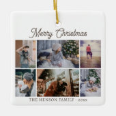家族モダン6写真コラージュメリークリスマス セラミックオーナメント (正面)