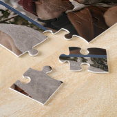 家族モダン6写真コラージュ海軍ブルー形容保 ジグソーパズル (側面)