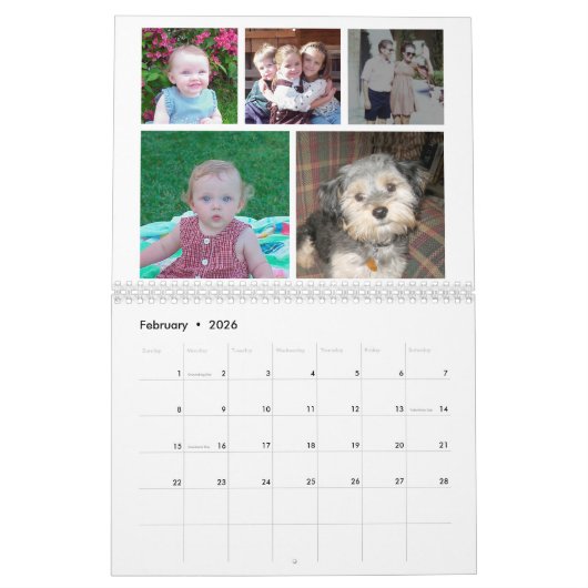 家族モダン60写真 – 1か月あたり5 -カスタム カレンダー (2月 2026)