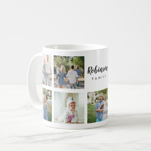 家族モノグラムのの写真コラージュ コーヒーマグカップ (正面左)