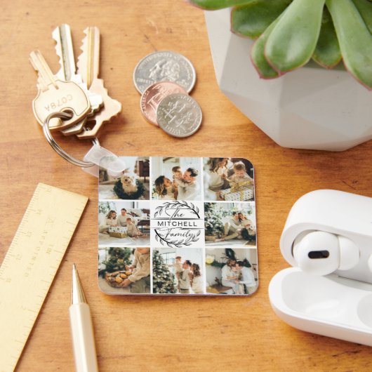 家族モノグラムのの写真コラージュ | モノグラムギフト キーホルダー (デスク)