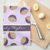 家族モノグラムのの情熱の果実の紫素晴らし キッチンタオル (四つ折り)