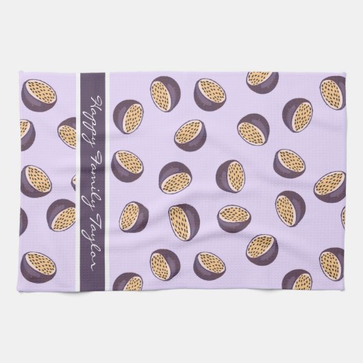 家族モノグラムのの情熱の果実の紫素晴らし キッチンタオル (横)