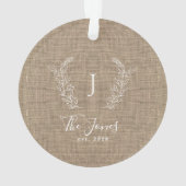 家族モノグラムのの素朴な農家エレガント オーナメント (裏面)
