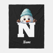 家族モノグラムのクリスマスカスタム雪だるま フリースブランケット (正面)