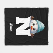 家族モノグラムのクリスマスカスタム雪だるま フリースブランケット (正面(横))