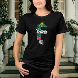 家族モノグラムのクリスマスFイニシャルマッチング トライブレンドＴシャツ