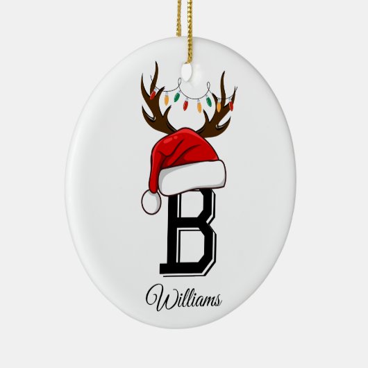 家族モノグラムのサンタクロース セラミックオーナメント (右)