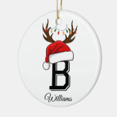 家族モノグラムのサンタクロース セラミックオーナメント (左)