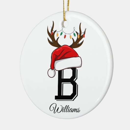 家族モノグラムのサンタクロース セラミックオーナメント (左)