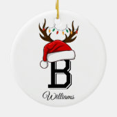 家族モノグラムのサンタクロース セラミックオーナメント (裏面)