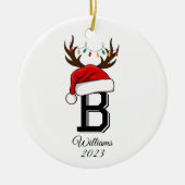 家族モノグラムのサンタクロース セラミックオーナメント (正面)