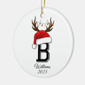 家族モノグラムのサンタクロース セラミックオーナメント (左)